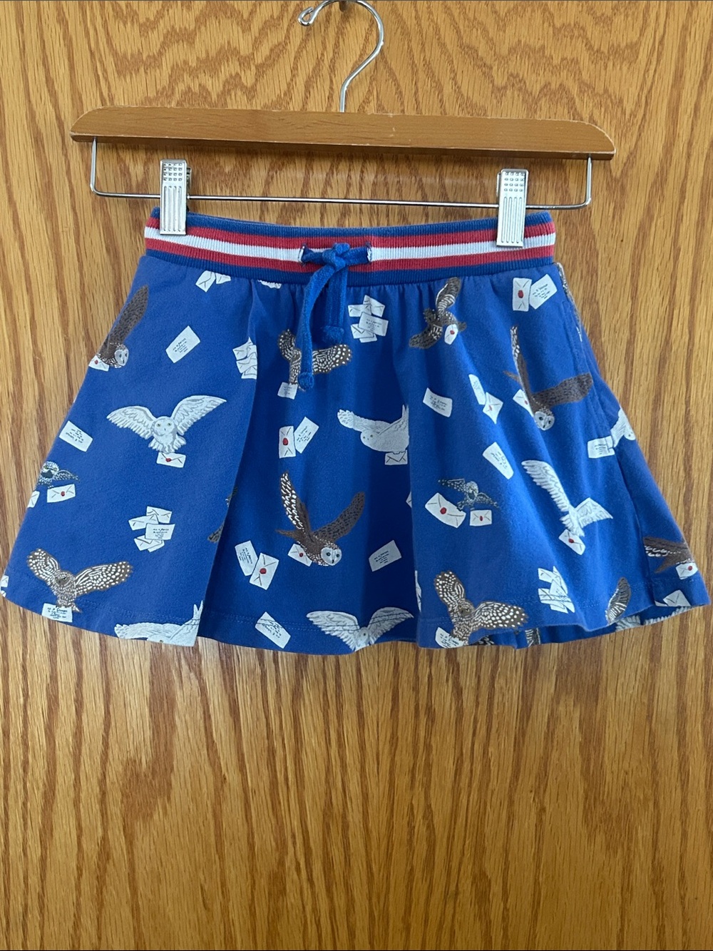 Mini Boden x Harry Potter Hedwig Owl & Letter Print Skirt Skort Sz 6-7